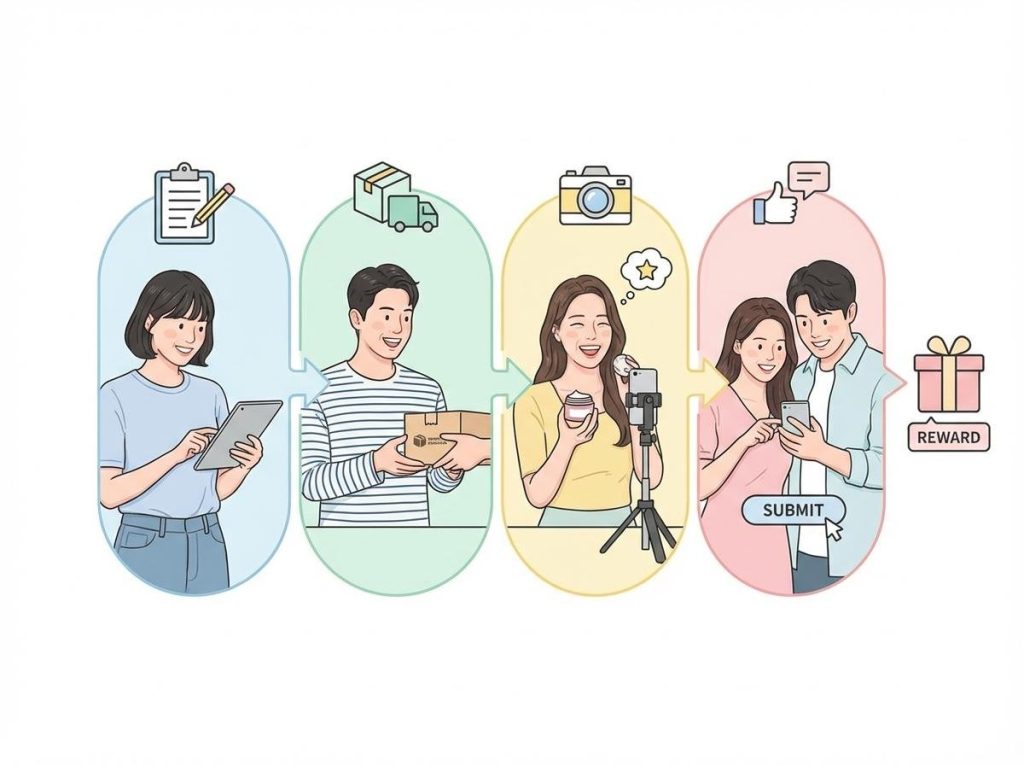 배송형체험단 지원 과정 인포그래픽