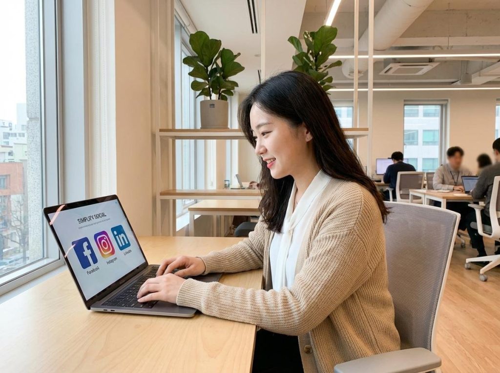 SNS 서포터즈 보고서 작성하는 모습