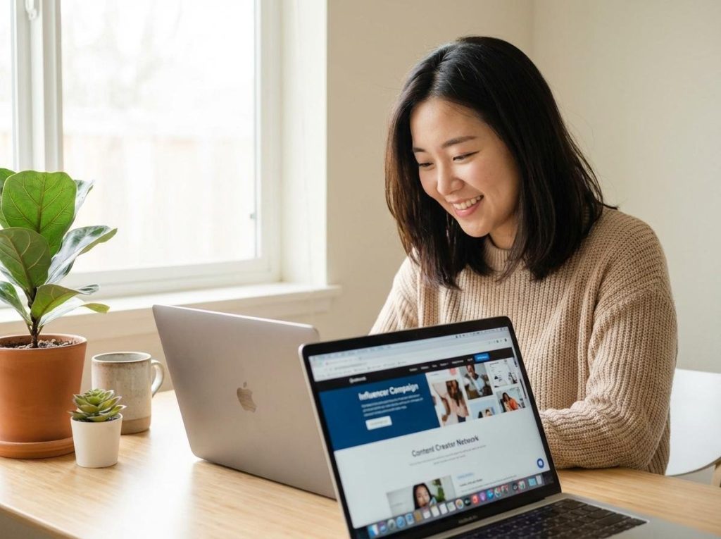 인플루언서 모집 공고 확인하는 크리에이터